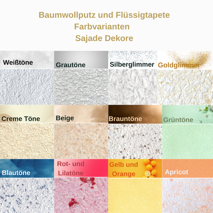 Sajade | Baumwollputz und Flüssigtapete | Große Auswahl