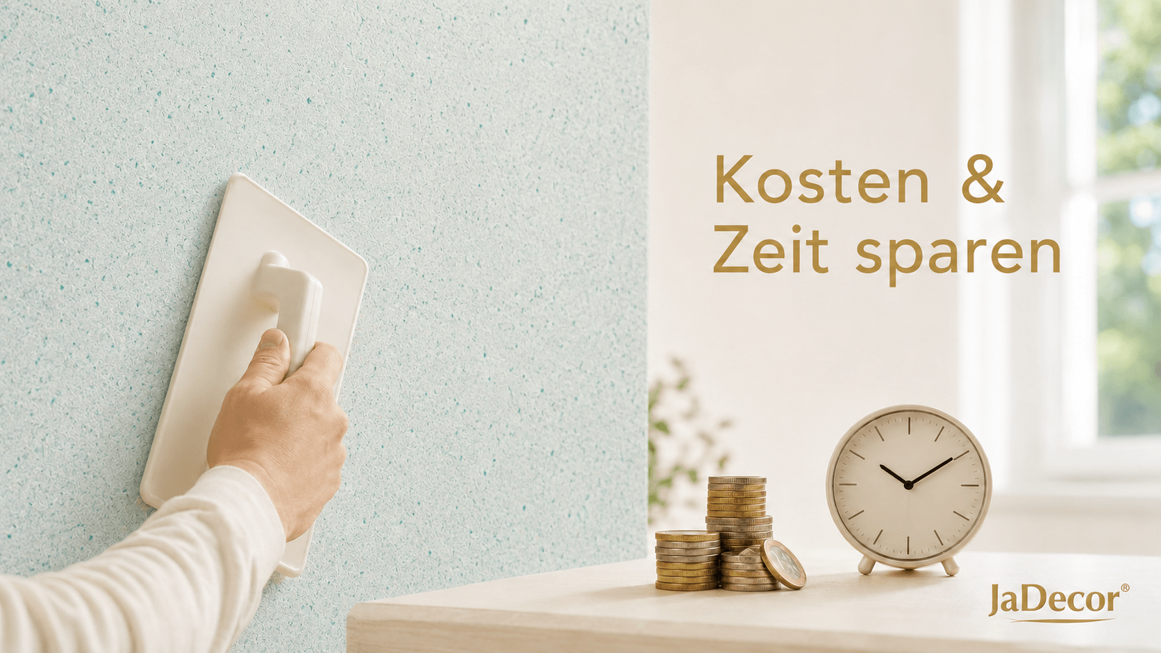 Sajade Baumwollputz Grace 6 A1 wird mit Glättkelle aufgetragen – Zeit und Kosten sparen beim Renovieren KI Visualisierung
