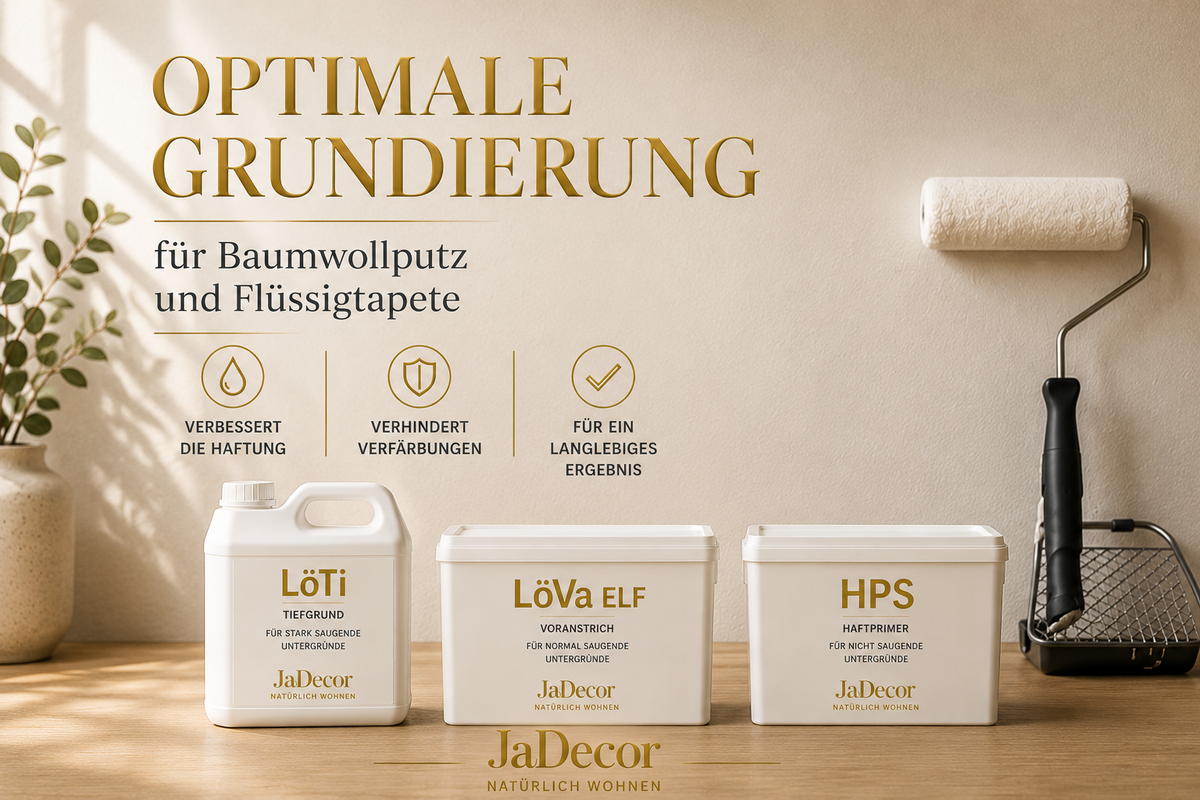 Grundierung für Baumwollputz – LöTi, LöVa ELF und HPS Haftprimer von JaDecor