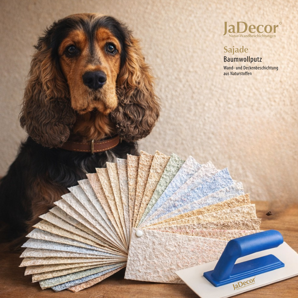 Baumwollputz Musterfächer mit über 120 Originaldekoren von Sajade – Muster leihweise bei JaDecor