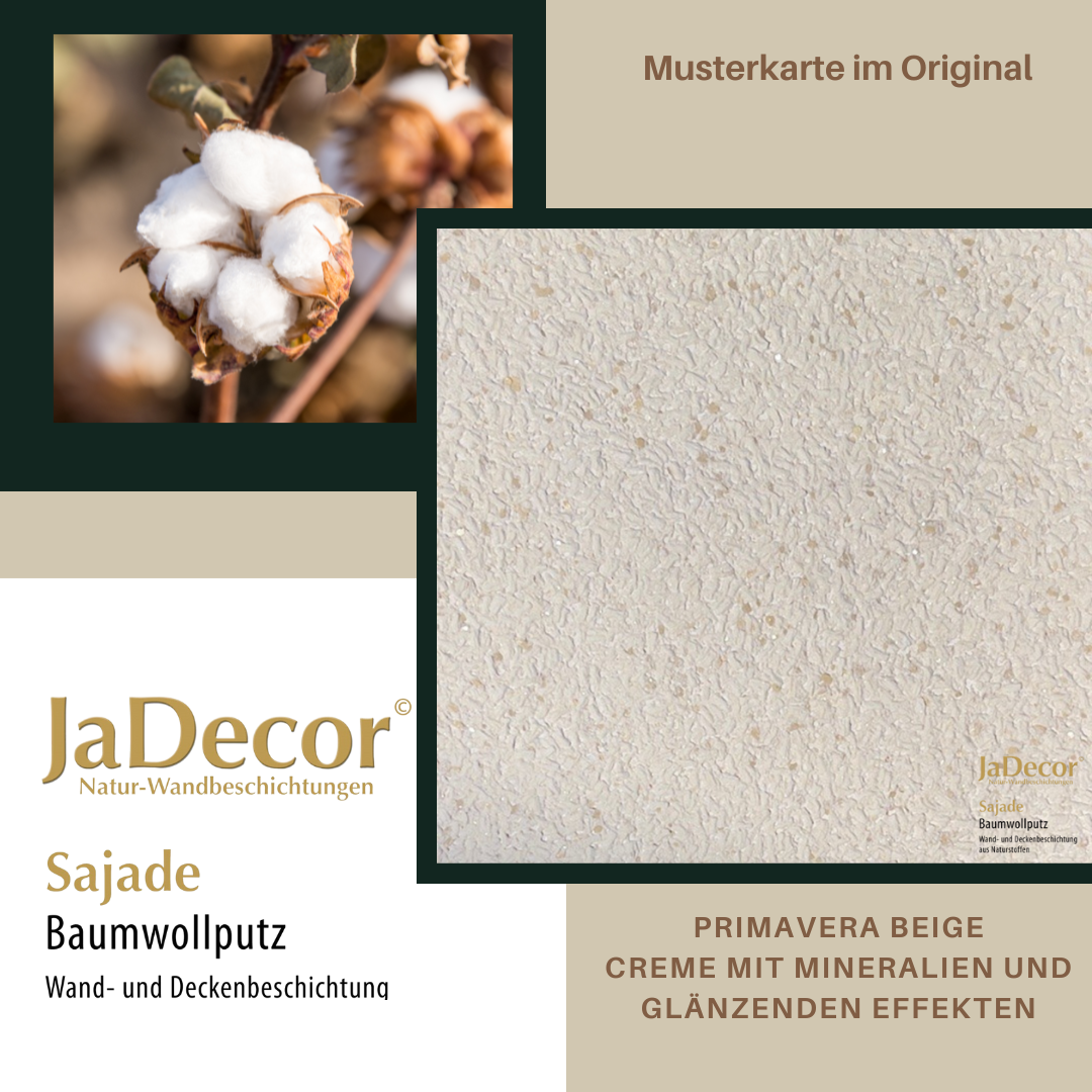 Baumwollputz Sajade Primavera beige| Baumwollputz creme mit Kristallglimmer