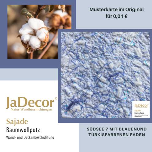 Baumwollputz Sajade Südsee 7 in einem harmonischen Mix aus Blau und dunklem Türkis